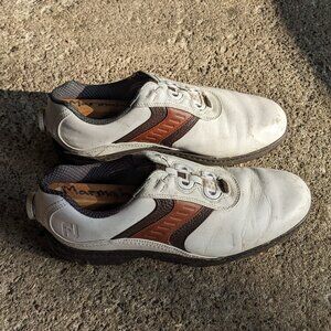 FootJoy Mens Golf Shoes 10.5 Cleats Contour White Leather FJ Optiflex Sole BOA